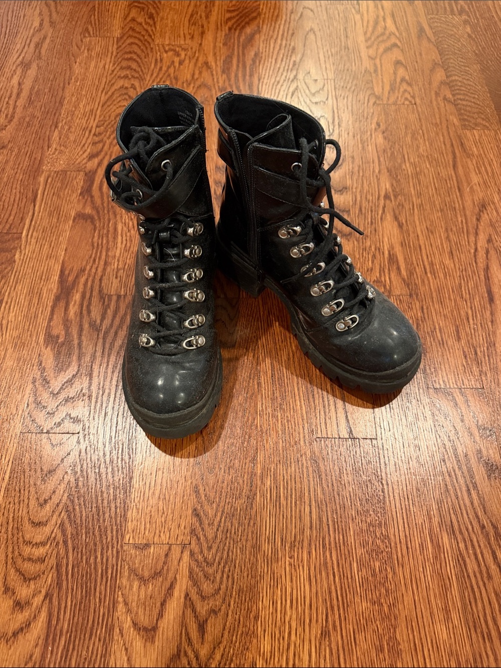 Jeffrey Campbell Black Lace-Up Platform Combat Boots